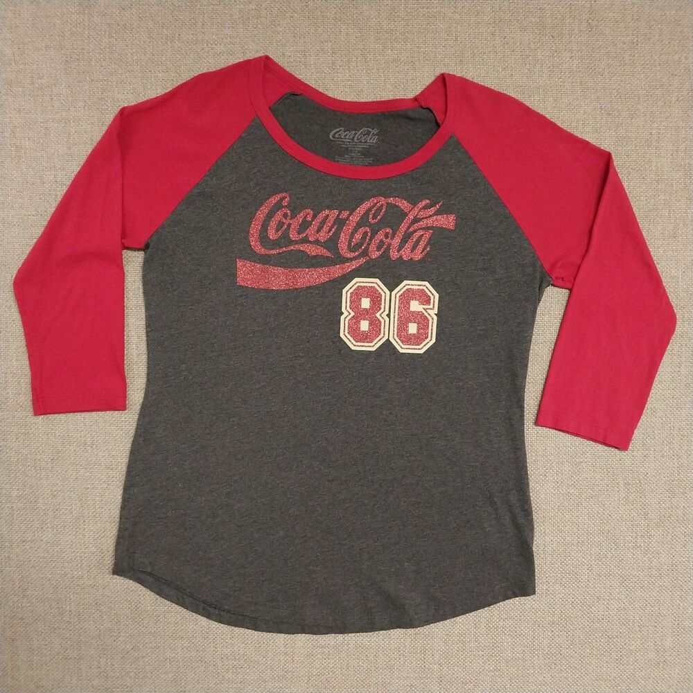 Coca-Cola "86" College Jersey Style Baseball Graphic Tee Shirt Size 19 Junior